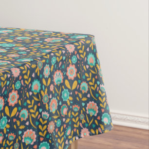 Folk Art Flower Pattern Tablecloth