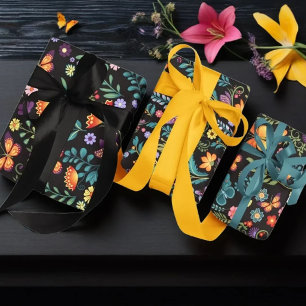 Folk Art Flowers and Butterflies Wrapping Paper Sheets