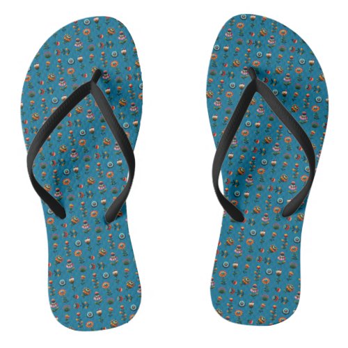 Folk Art Flowers  Flip Flops