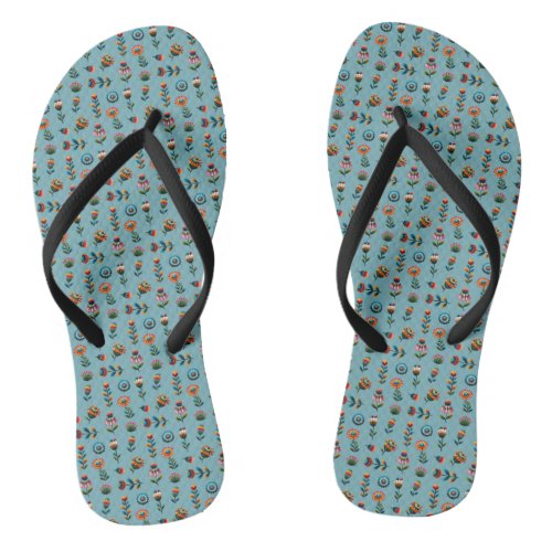 Folk Art Flowers  Flip Flops