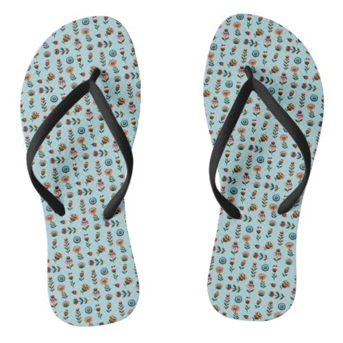 Folk Art Flowers  Flip Flops