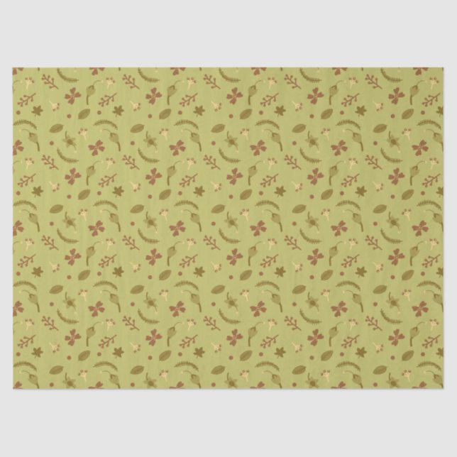 Folk Art Flowers in Green Tissue Paper (Front)