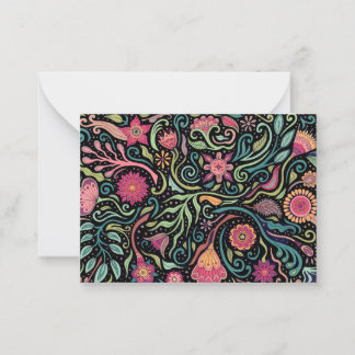 Folk Art Flowers Note Card