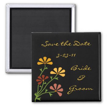 Folk Art Flowers Save The Date Magnet by sfcount at Zazzle