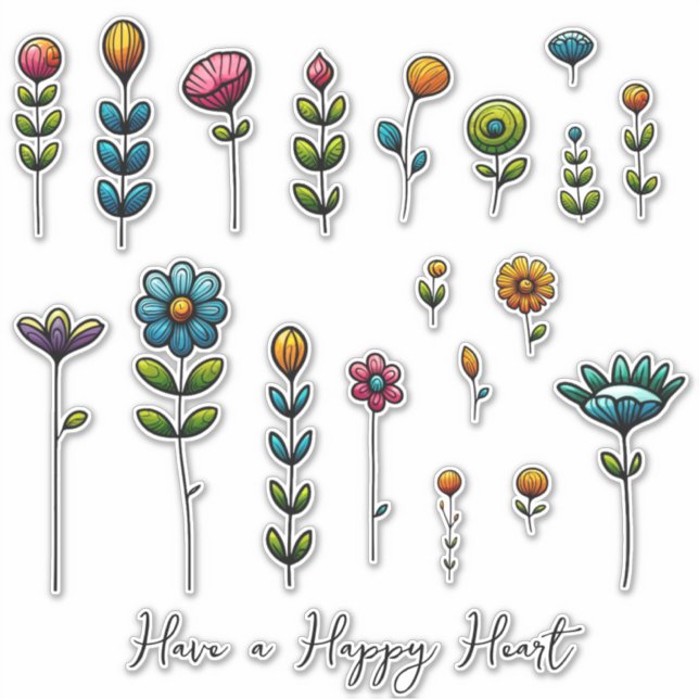 Folk Art Flowers & Saying (14": sizes 1.3" - 6.6") Sticker (Front)