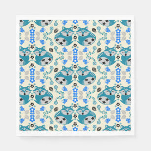 Folk Art Fox Print Decor Napkins