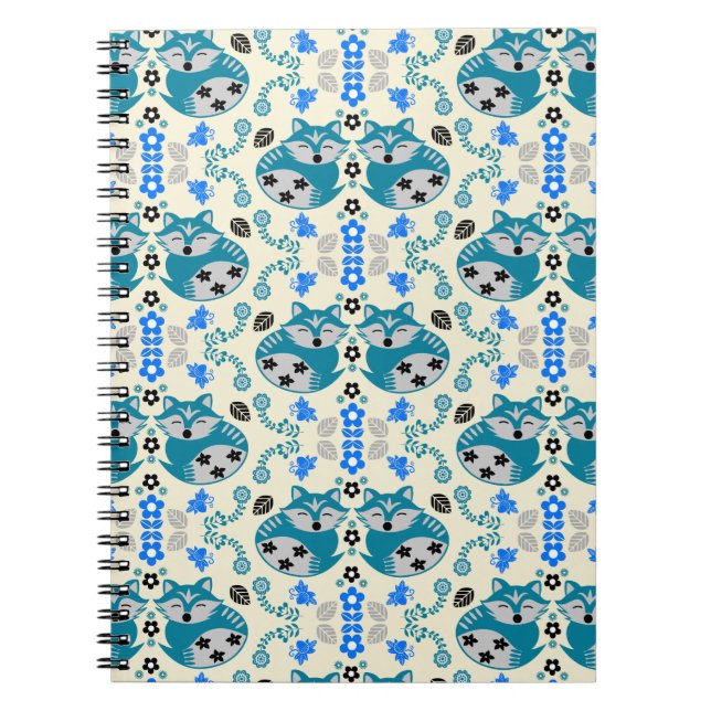 Folk Art Fox Print Decor Notebook (Front)