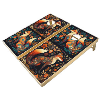 Folk Art Foxes Cornhole Set