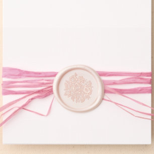 Folk Art Frame in Blue Brown Tan Wax Seal Sticker