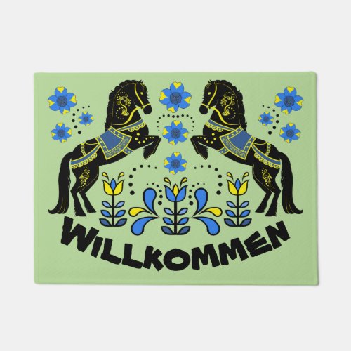 Folk art FriesianFrisian WelcomeWillkommenblue Doormat