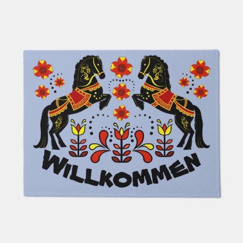 Folk art FriesianFrisian WelcomeWillkommen red Doormat
