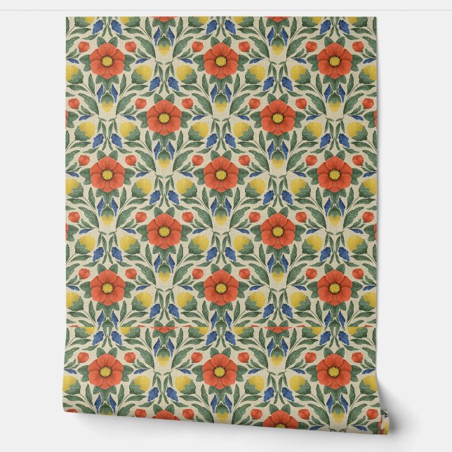 Folk Art Garden Wallpaper (Unrolling)