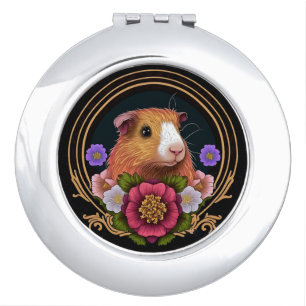 Folk Art Guinea Pig Mirror Compact