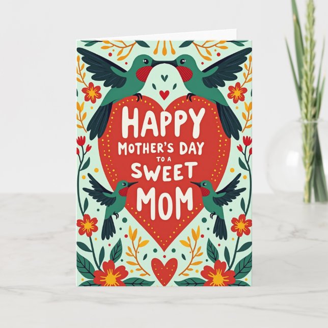 Folk Art Happy Mothers Day Card (Front)