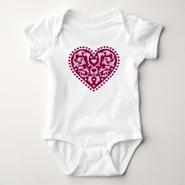 Folk Art Heart Baby Bodysuit (Front)