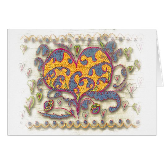 Folk Art Heart with leaves and flowers (Front Horizontal)