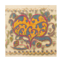 Folk Art Heart with leaves and flowers