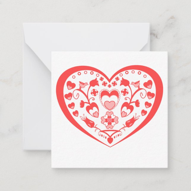 Folk Art Hearts Note Card (Front)
