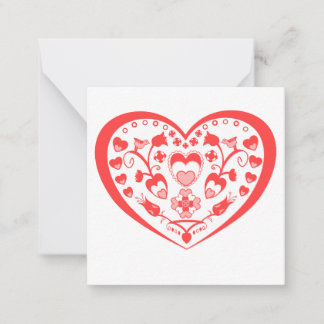 Folk Art Hearts Note Card