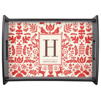 Folk Art Holiday Monogram Serving Tray