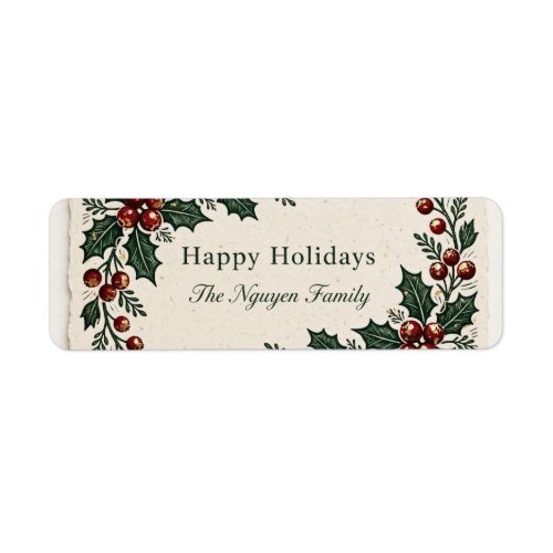 Folk-Art Holly Return Address Labels