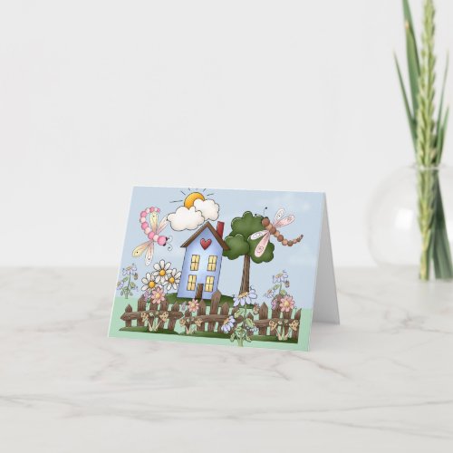 Folk Art House Thank You Card