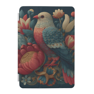 Folk Art Illustration of a Bird Among Vibrant Flow iPad Mini Cover