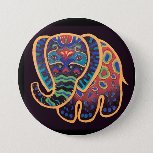 Folk Art Indian Elephant Button