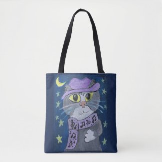 Folk Art Jazz cat Tote Bag
