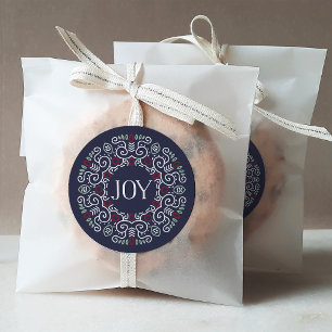 Folk Art Joy Holiday Classic Round Sticker