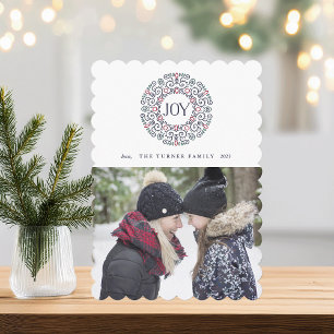 Folk Art Joy   Holiday Photo Card