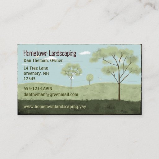 Customizable Folk Art Landscape Business Cards