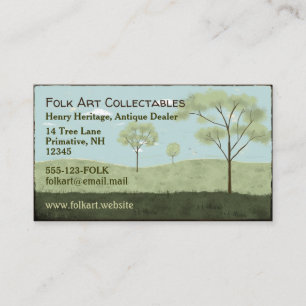 Folk Art Landscape Primitive Americana Trees Business Card