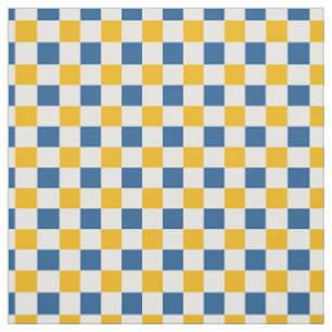 Folk Art Lemon Checkerboard in Gold & Blue  Fabric