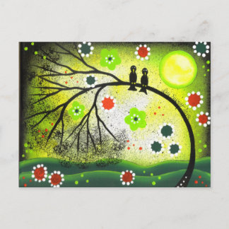 FOLK ART Love Birds BY LORI EVERETT postcard