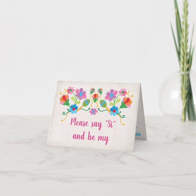 Folk Art Mexcian Fiesta will you be my bridesmaid Invitation (Front)