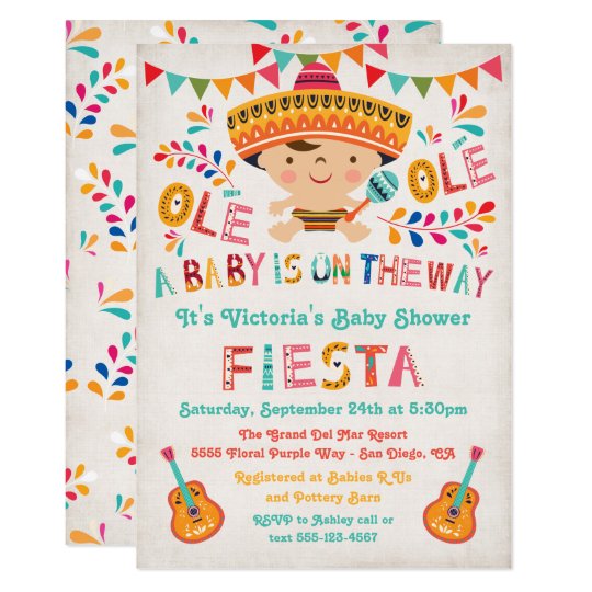 Folk Art Mexican Fiesta Baby Shower Invitation Zazzle Com