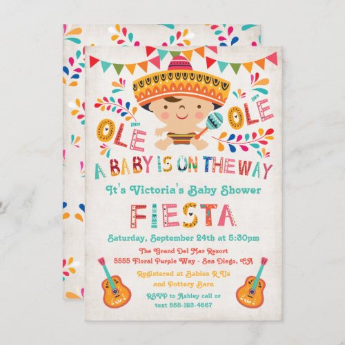 Folk Art Mexican Fiesta Baby Shower Invitation