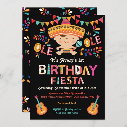 Folk Art Mexican Fiesta Birthday Party Invitation