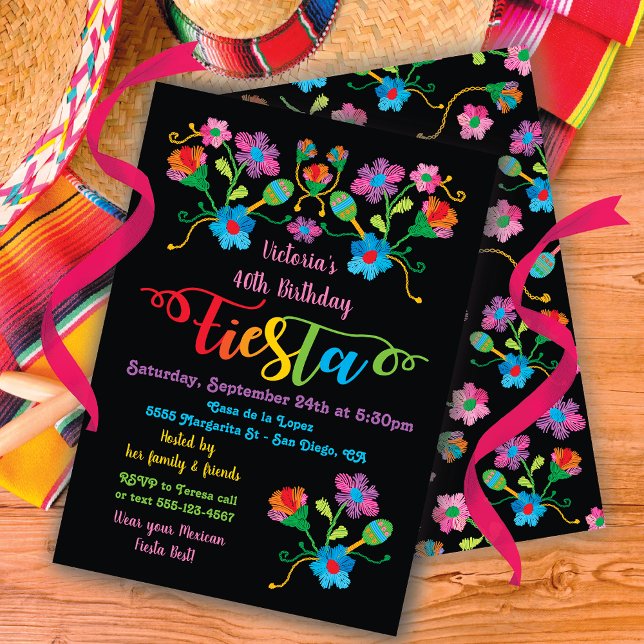 Folk Art Mexican Fiesta Birthday Party Invitation (Creator Uploaded)