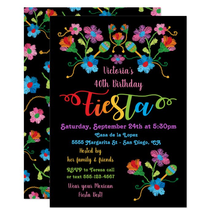 Folk Art Mexican Fiesta Birthday Party Invitation Zazzle Folk Art Mexican Fiesta Birthday Party
