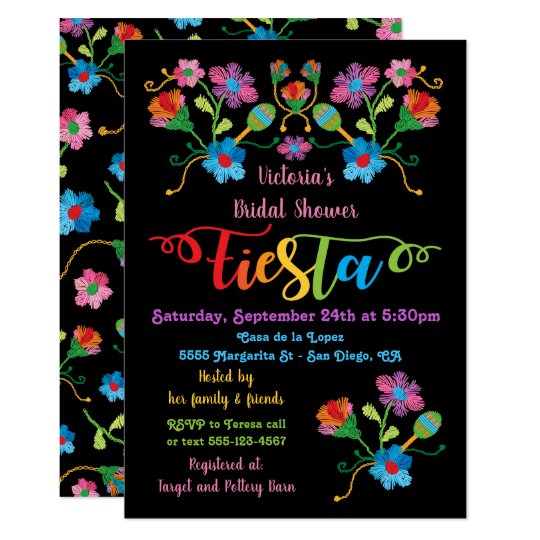 Folk Art Mexican Fiesta Bridal Shower Invitation Zazzle Com