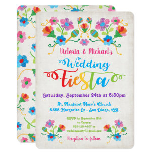Mexican Wedding Invitations Zazzle Folk Art Mexican Fiesta Wedding Invitation