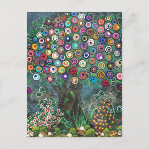 FOLK ART My Favorite Tree BY LORI EVERETT postcard