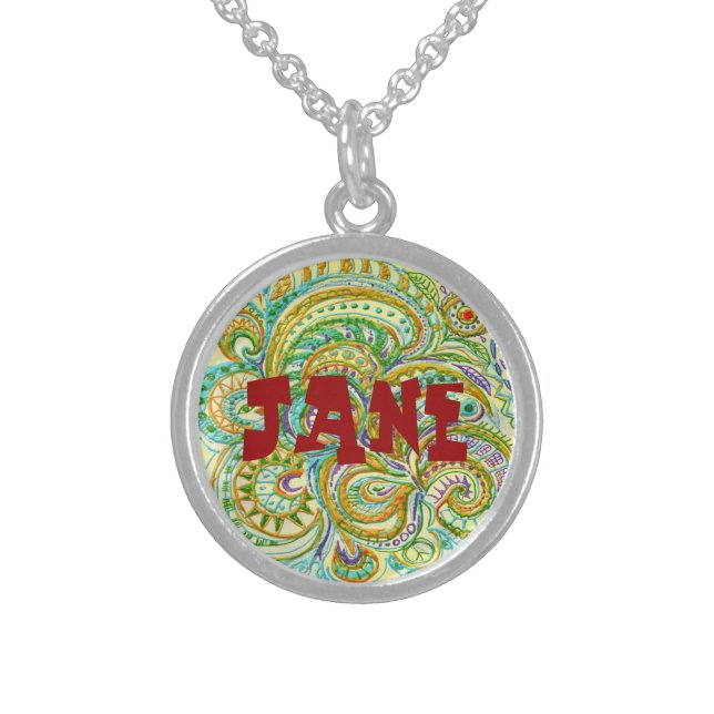 Folk Art Name Pendant (Front)