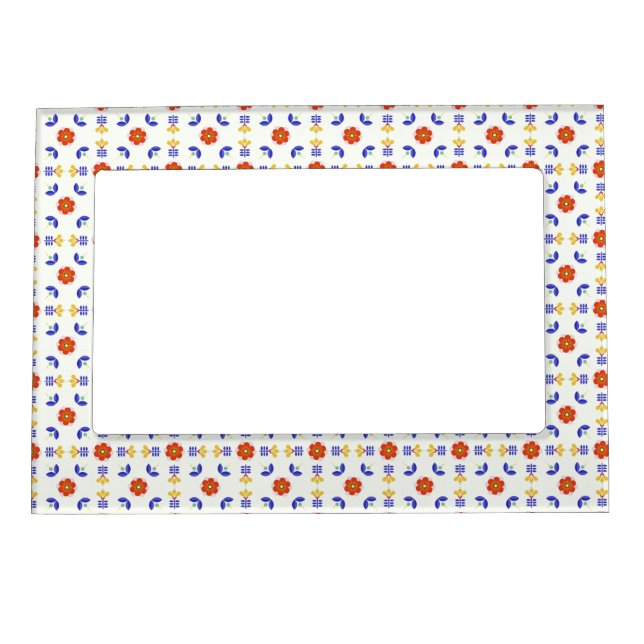 Folk Art Neon Flower Geometric Pattern Magnetic Frame (Front)