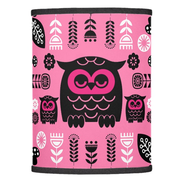 Folk Art Nordic Owl Lamp Shade (Front)