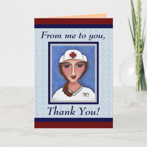 Folk Art Nurse _ RN  nursing thank you card