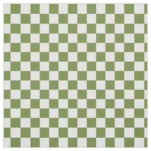 Folk Art Olive Checkerboard - Green & Ivory  Fabric