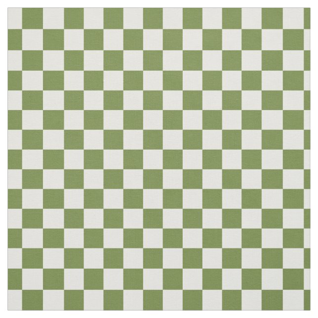 Folk Art Olive Checkerboard - Green & Ivory  Fabric (Swatch)